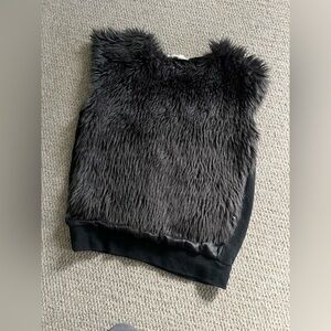 Maille Clu | Steel Gray Faux Fur top | Sz Sm